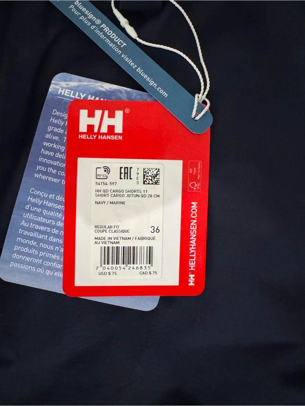 Helly Hansen Men's Dark Navy Cargo Shorts with HH Logo